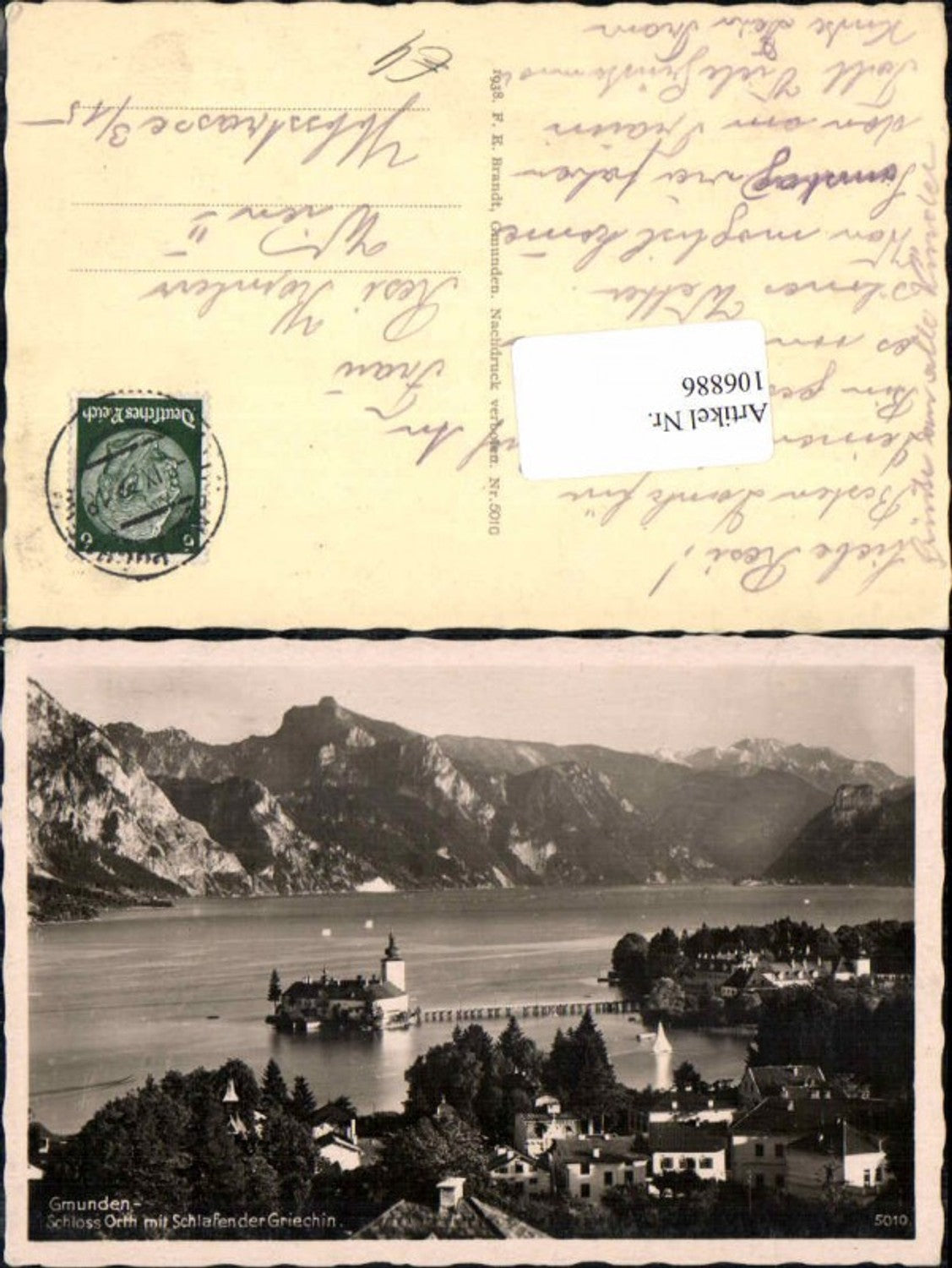 106886,Gmunden m. Schloss Orth Ort Traunsee Traunstein Brandt 5010