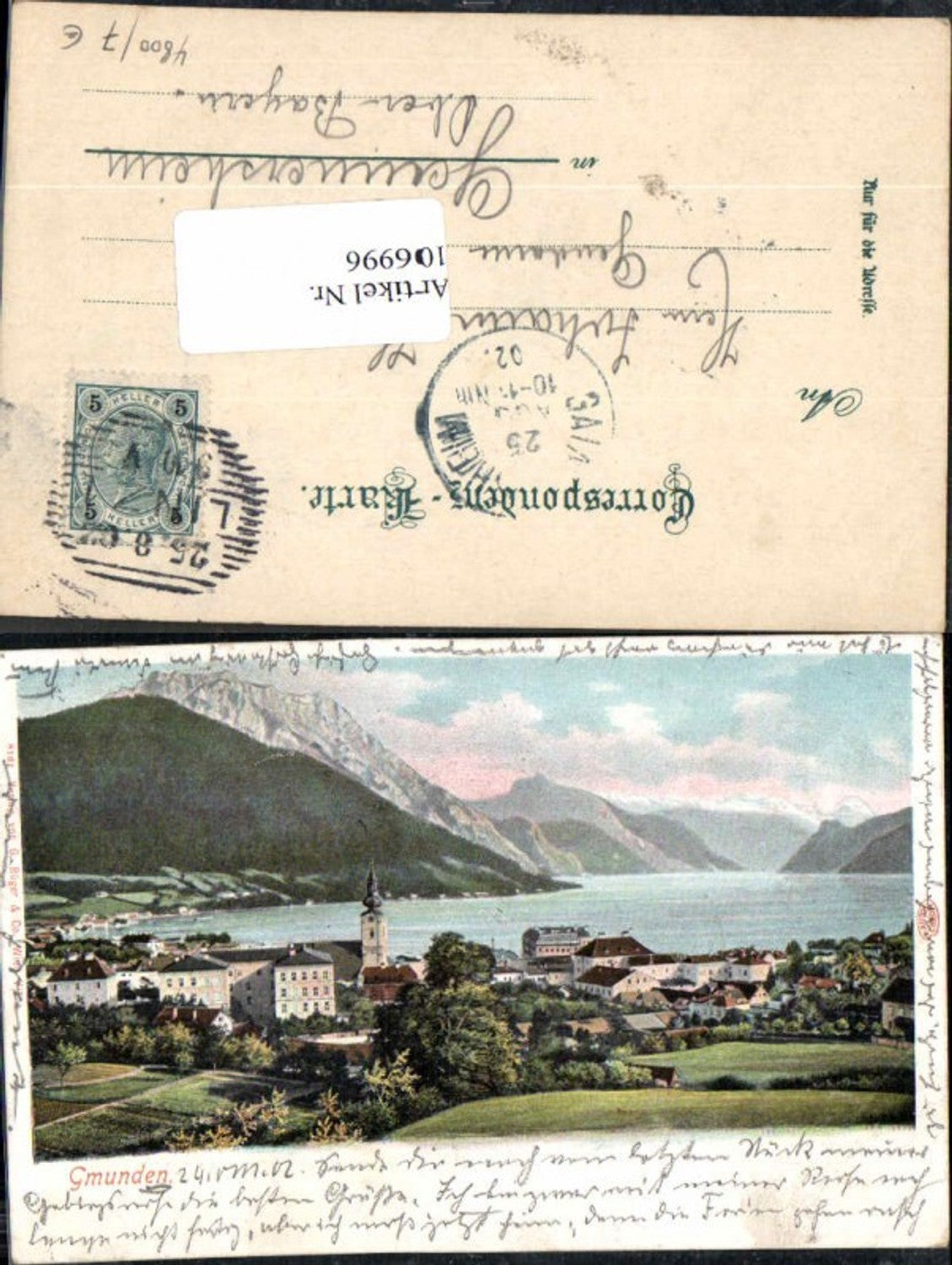 106996,Gmunden am Traunsee Tolle Ortsansicht 1900