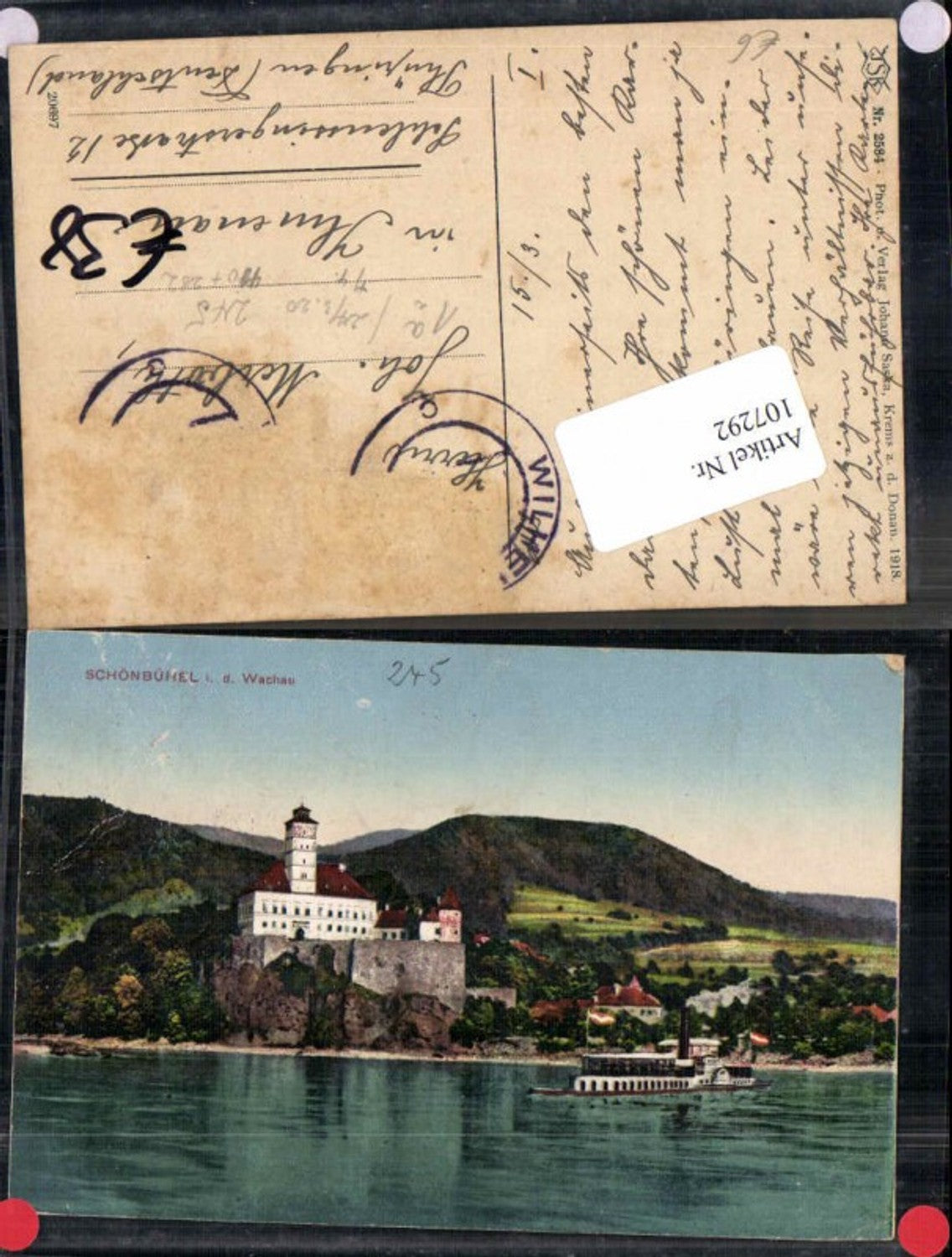 107292, Schönbühel on the Danube steamer Wachau with castle