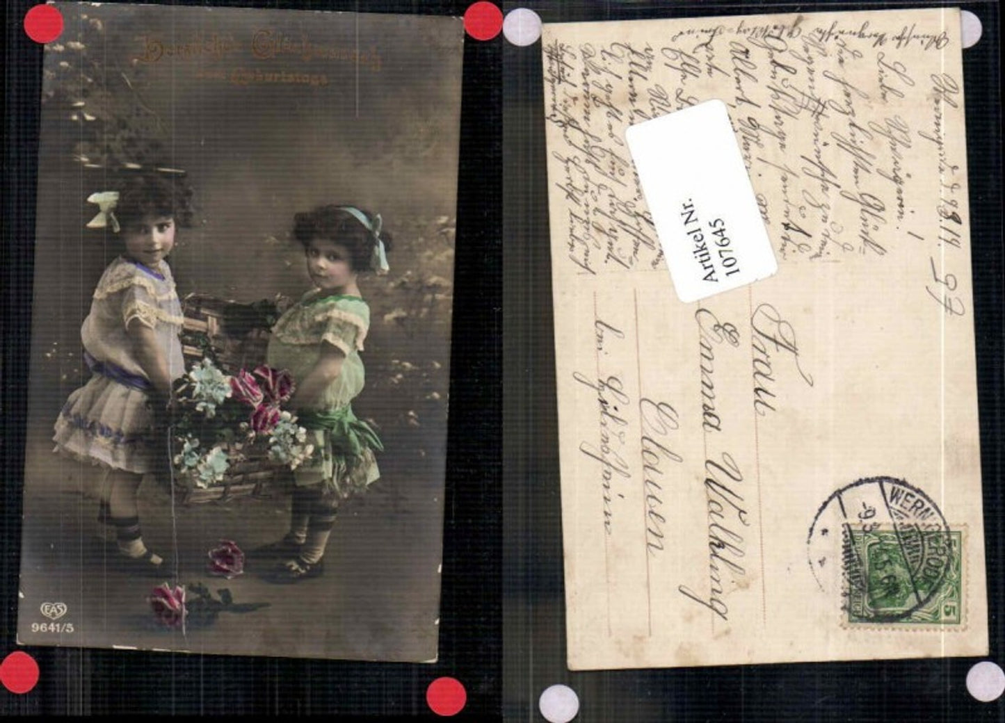 107645,EAS Süsses Mädchen m. Blumen Geburtstag Rosen