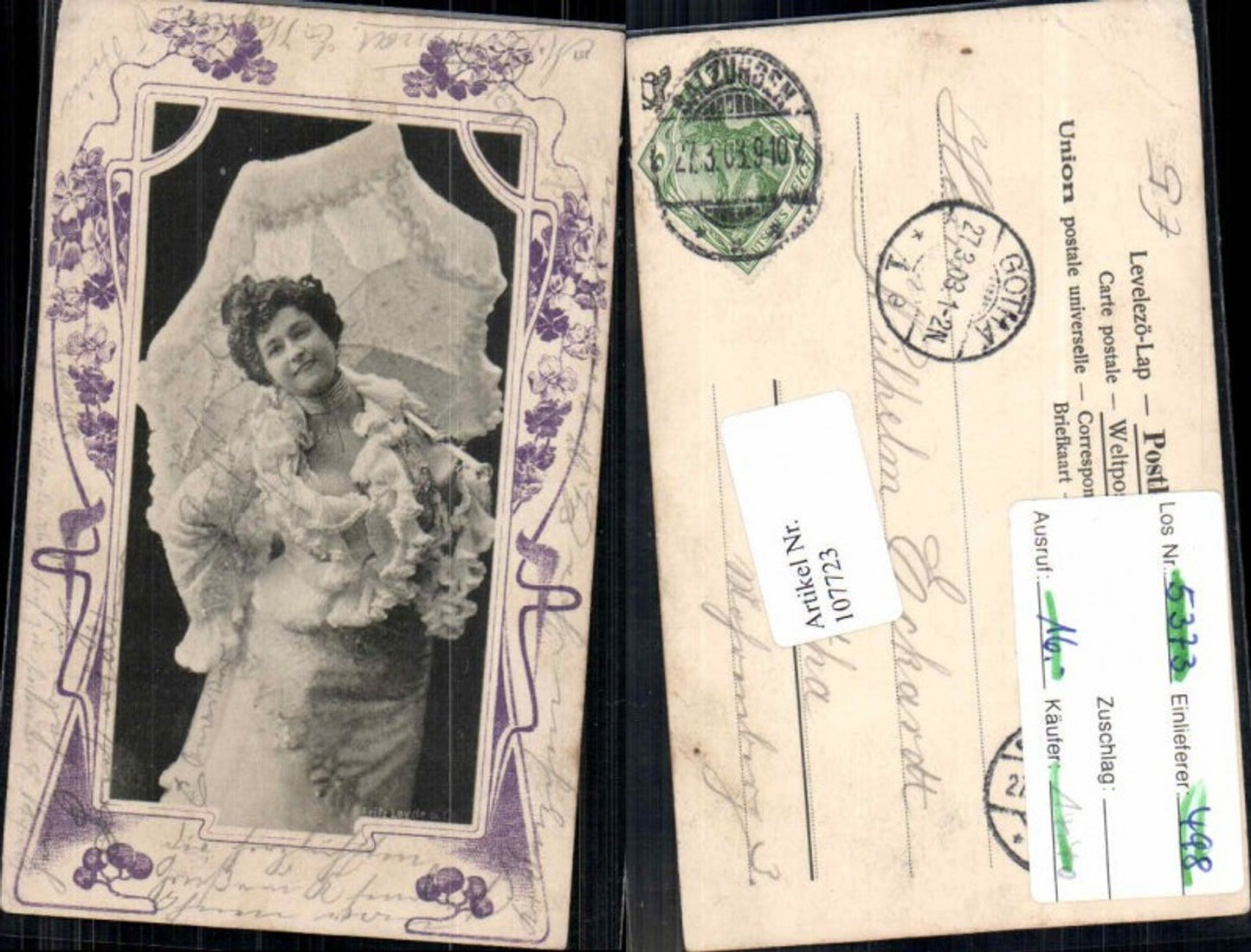 107723,Art Nouveau Edwardian Girl Schirm Umbrella Fashion Mode