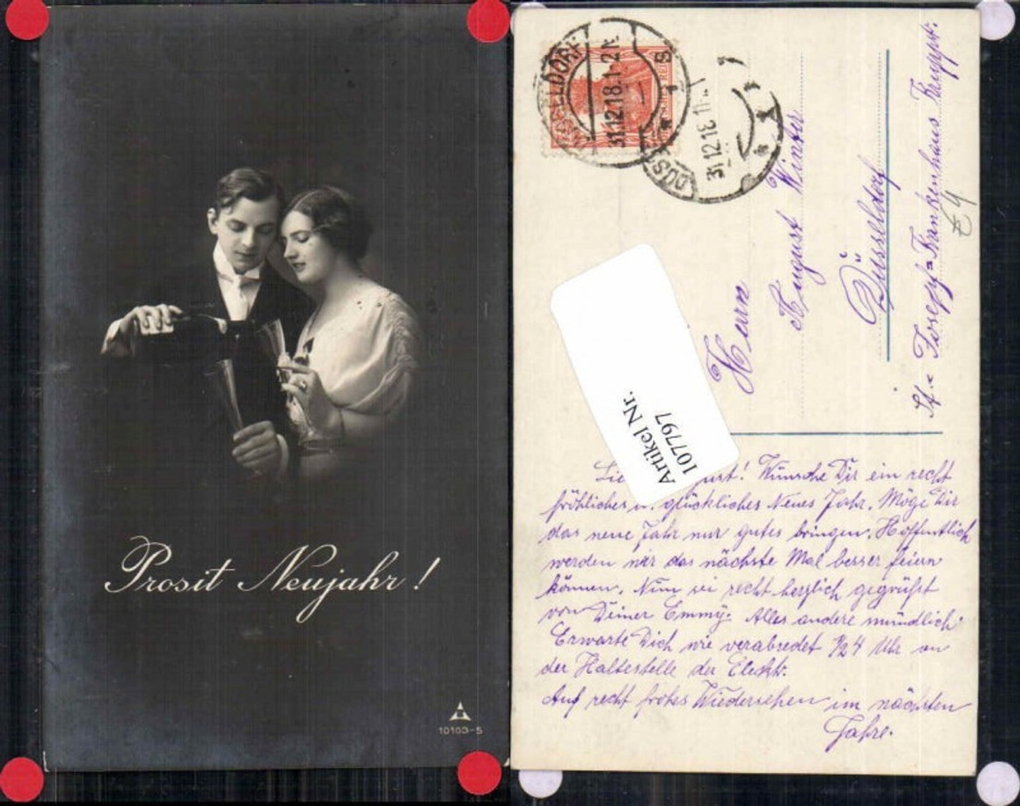 107797,Neujahr Liebespaar m. Wein Sekt Sektflasche Photochemie Berlin