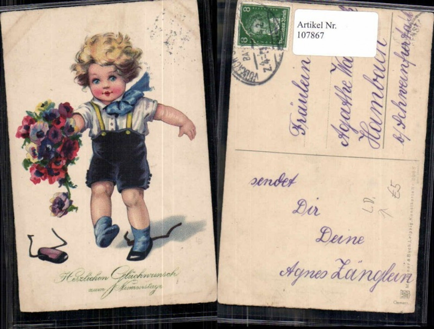 107867,Meissner & Buch 2985 Junge Blumen Käfer sign. L.D.