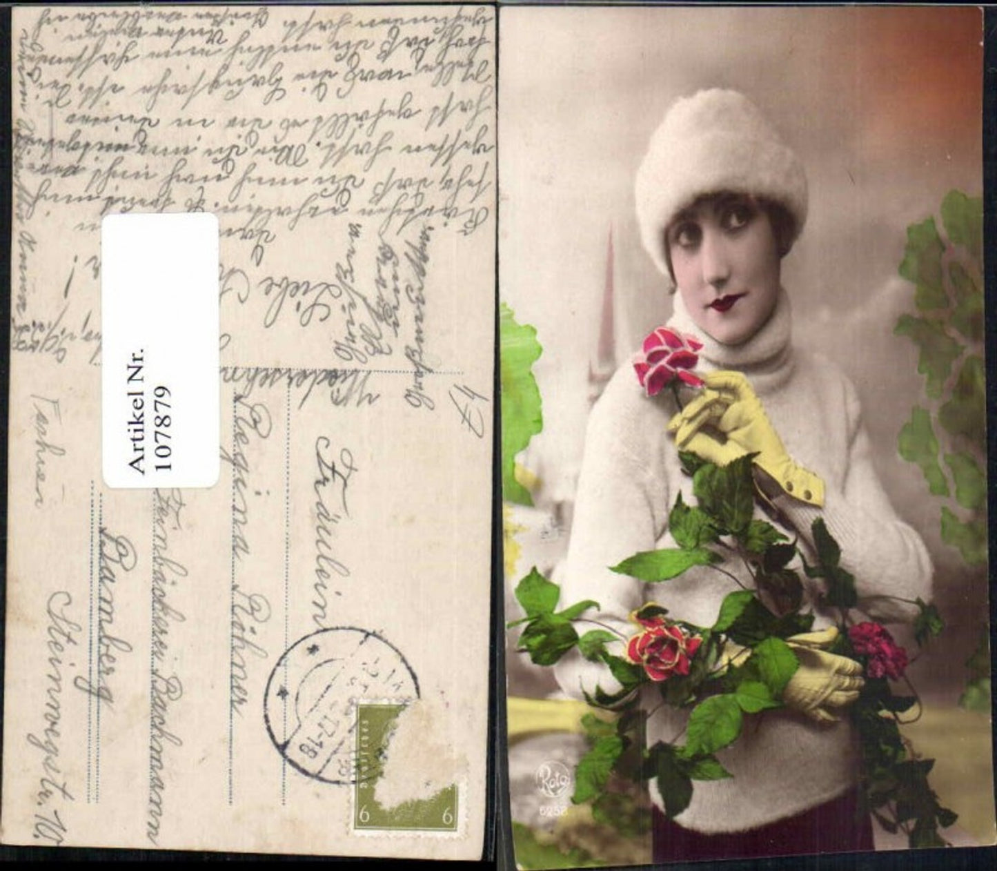107879,French Girl Art Deco Rose Blume Haube Hut