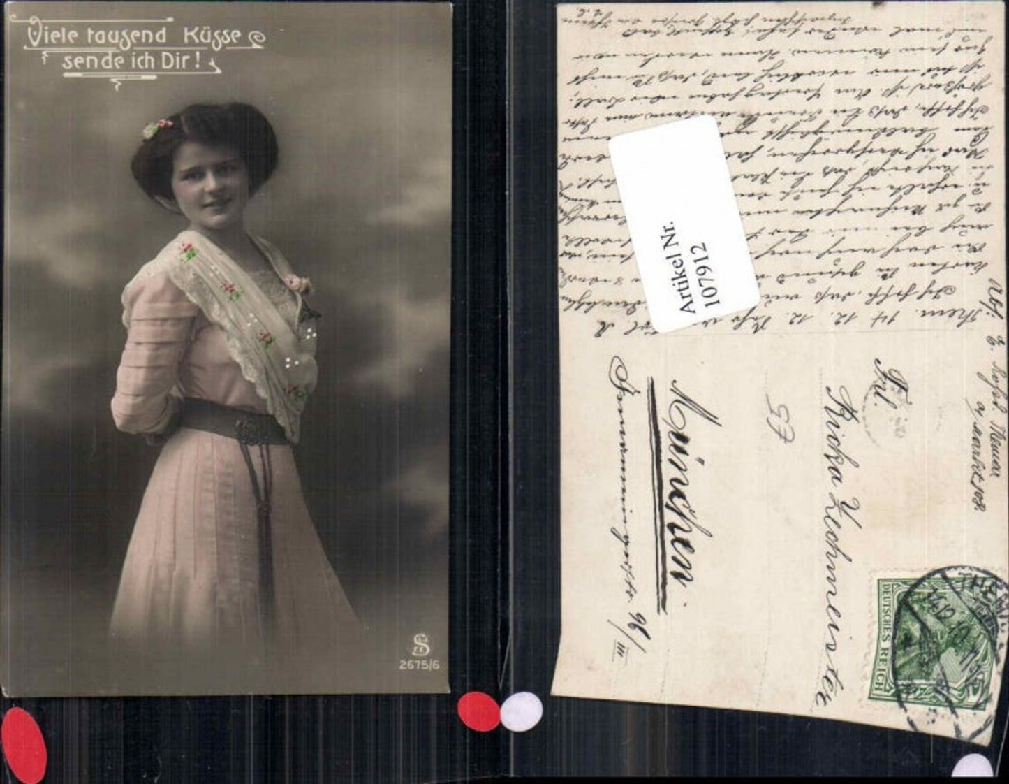 107912,Edwardian Girl Schöne Frau m. Kleid Fashion
