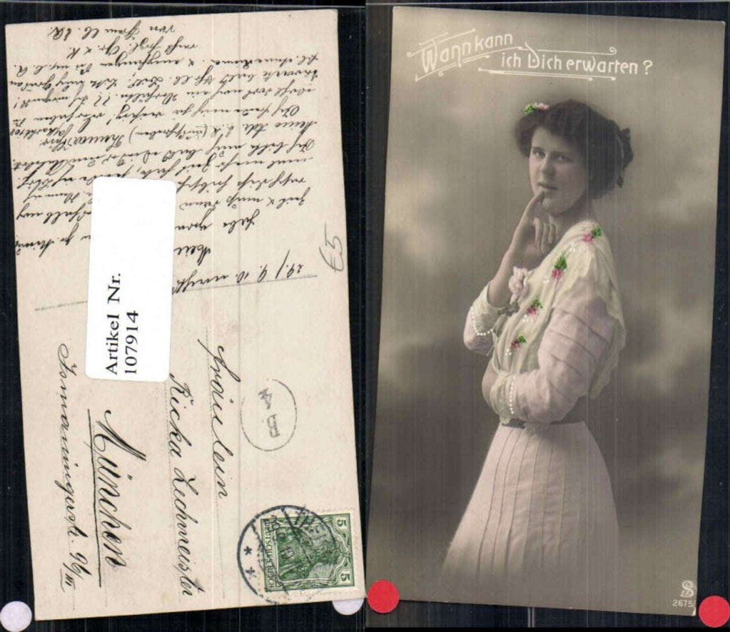 107914,Edwardian Girl Schöne Frau m. Kleid Fashion