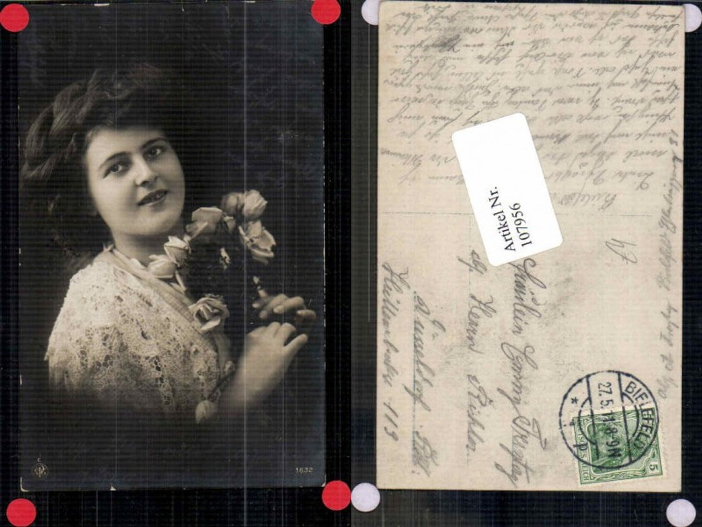107956,NPG Schöne Frau m. Blumen Rosen Edwardian Girl