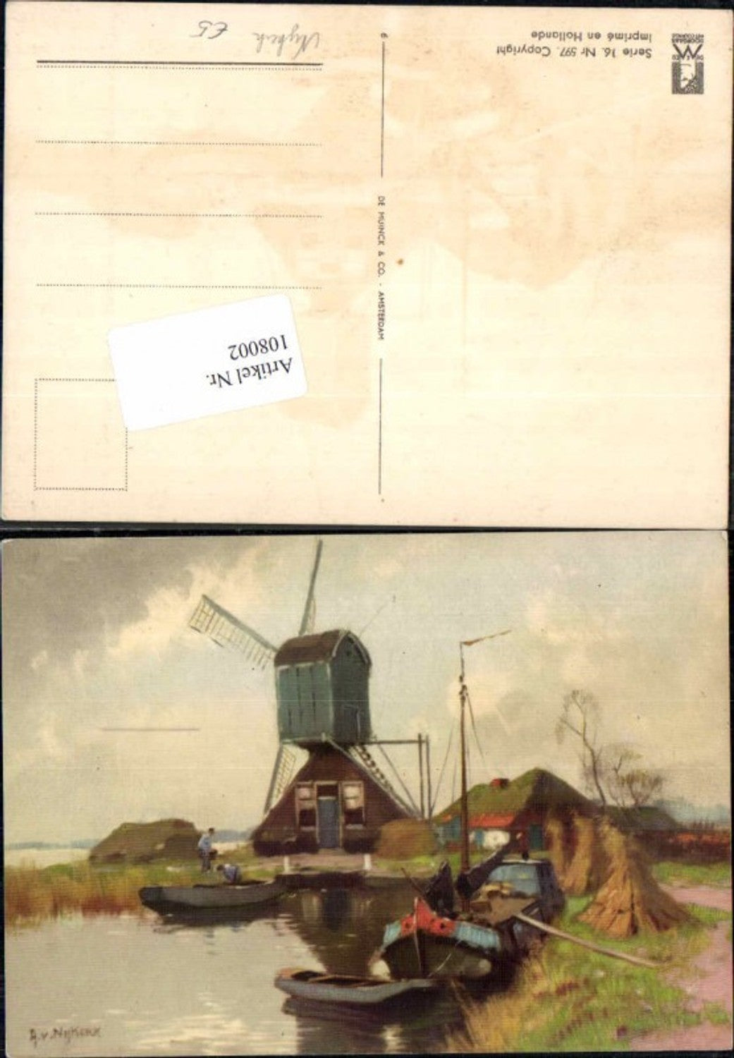108002,Windmühle Mühle Windrad in Holland sign. Nykerk A.v.