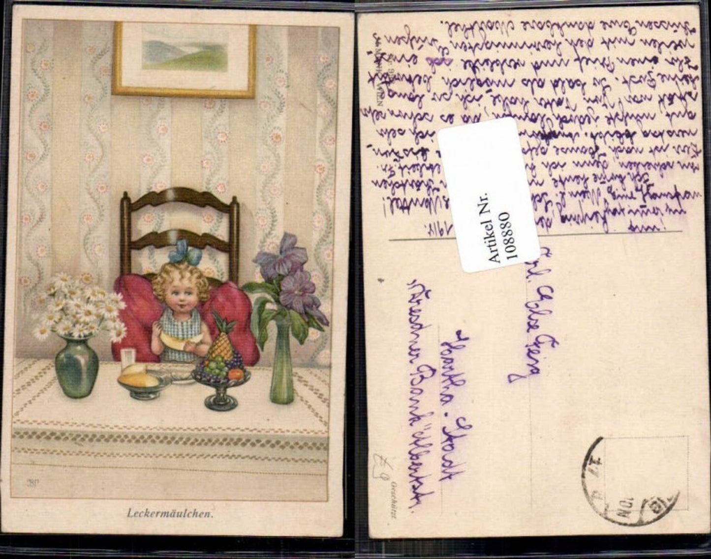 108880,M. Munk Vienne 998 Leckermäulchen Kind Früchte Obst sign SBP