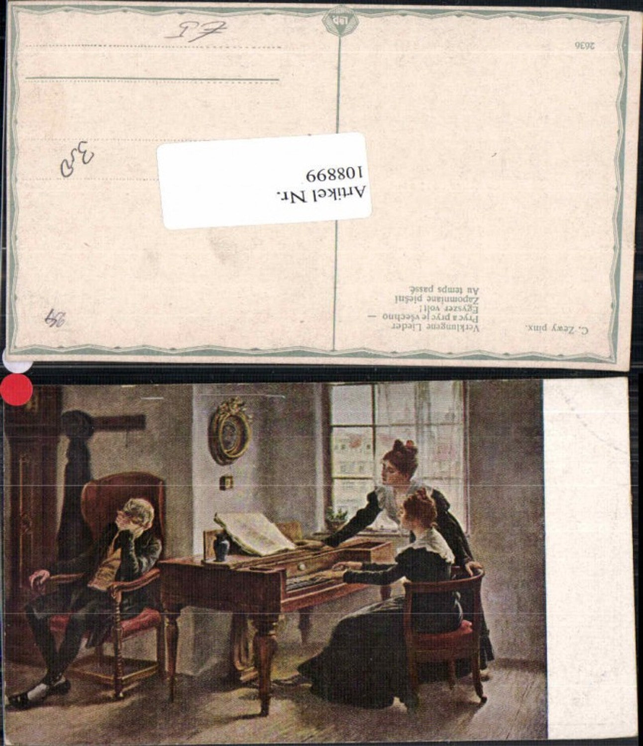 108899,C. Zewy Verklungene Lieder Frau am Klavier Mann im Stuhl