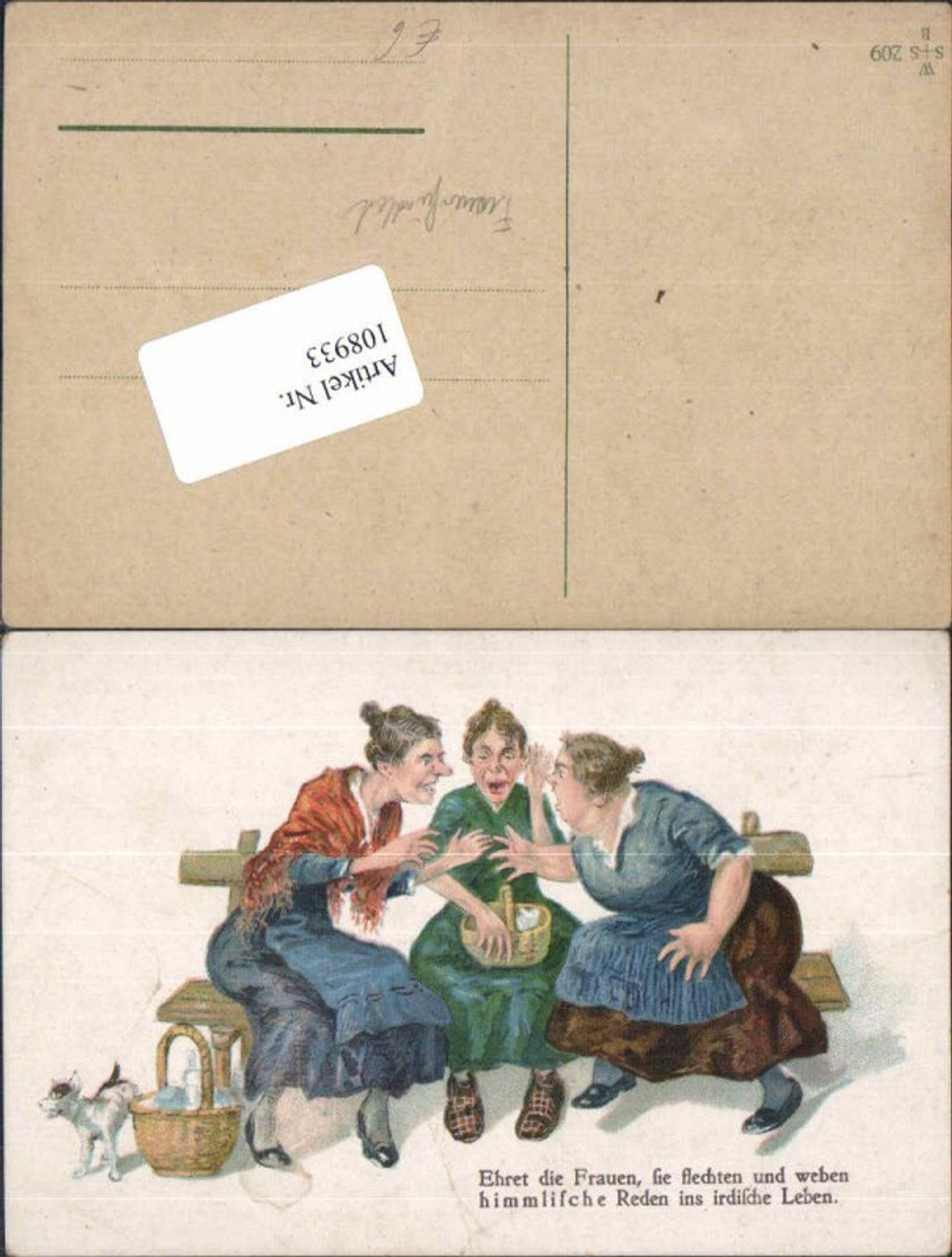 108933,Frauenfeindlich Frauen tratschen auf Bank Hund