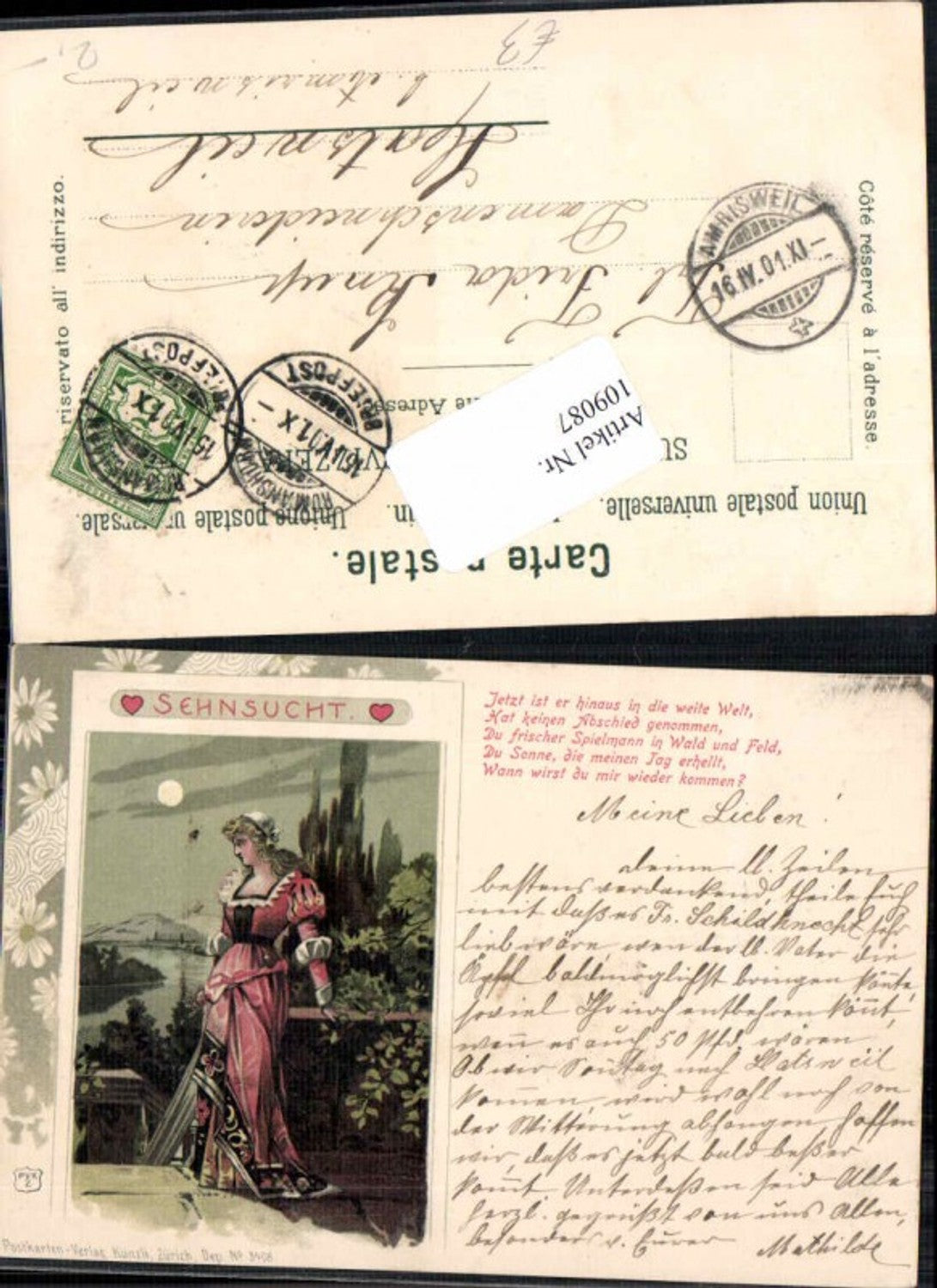 109087,Litho Sehnsucht Mond Moon Spruch