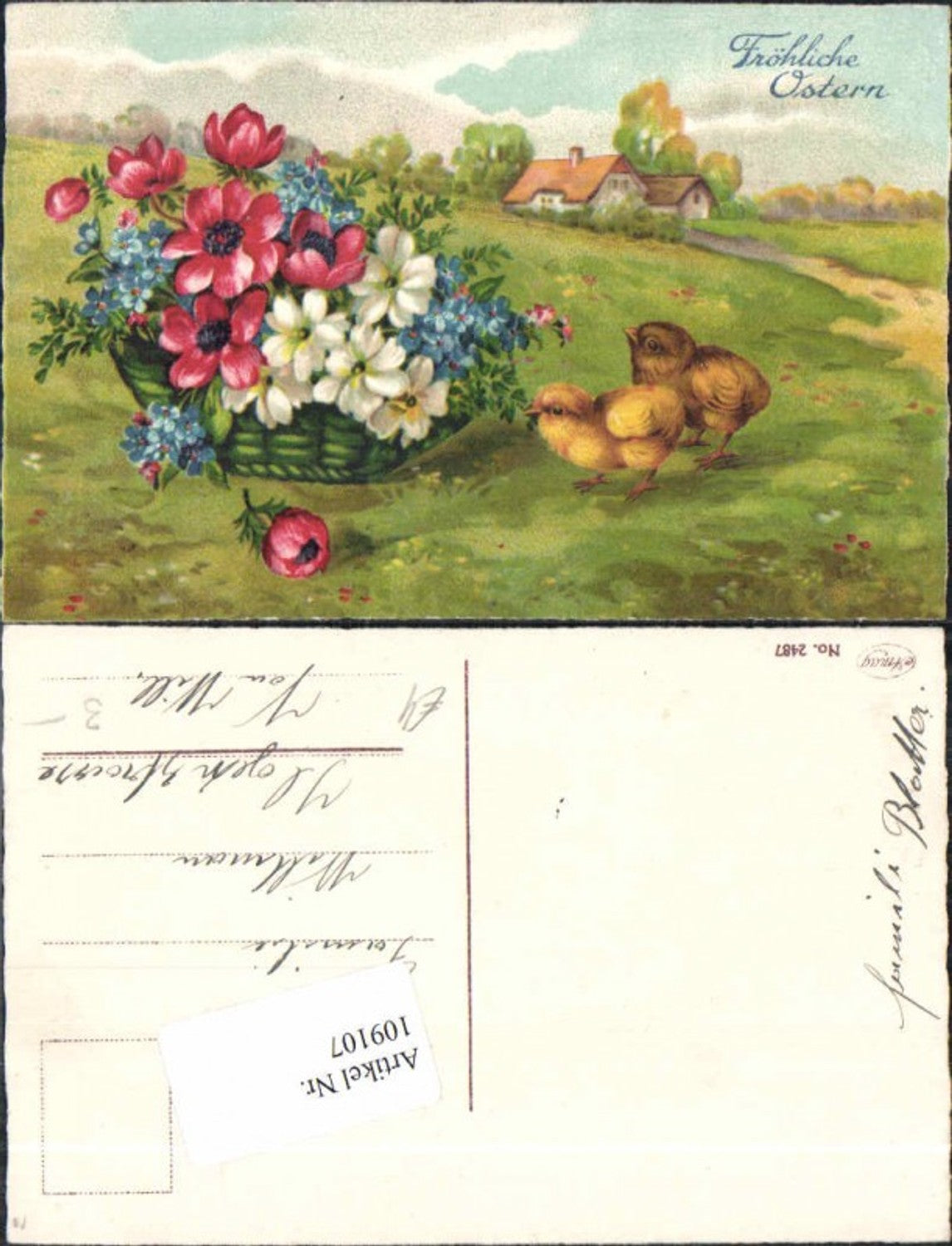 109107,Ostern Küken Blumen Tulpen Rosen