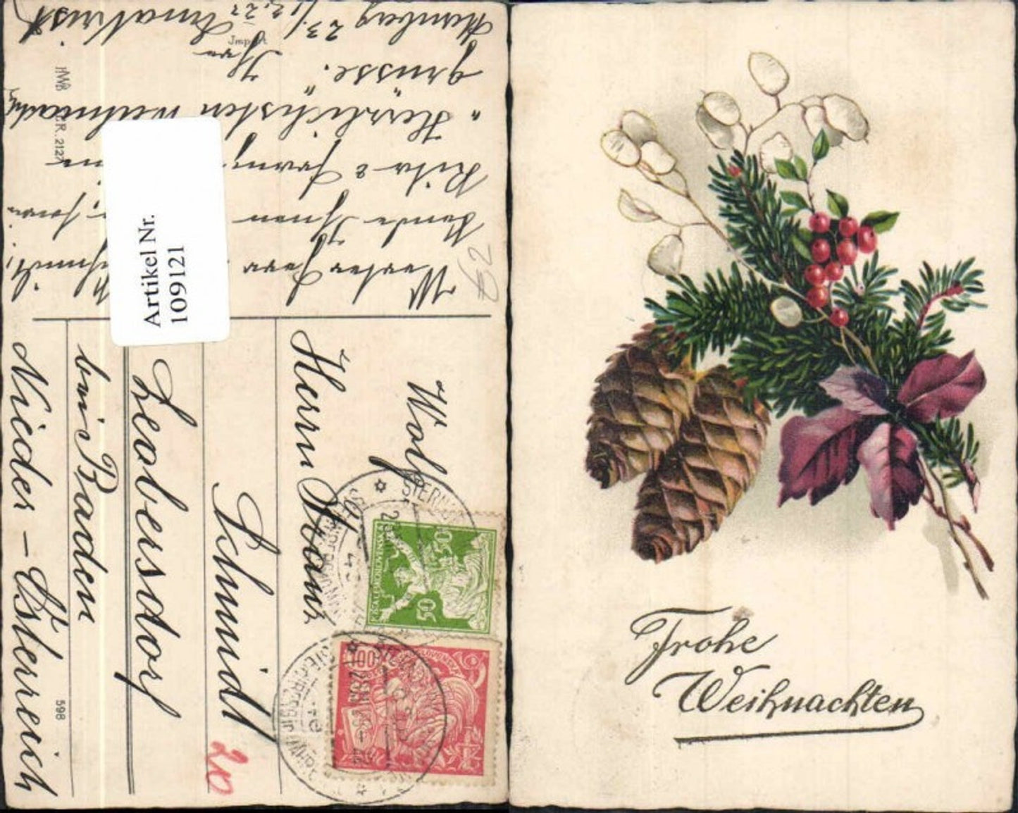 109121,HWB 2127 Christmas fir branch pine cone