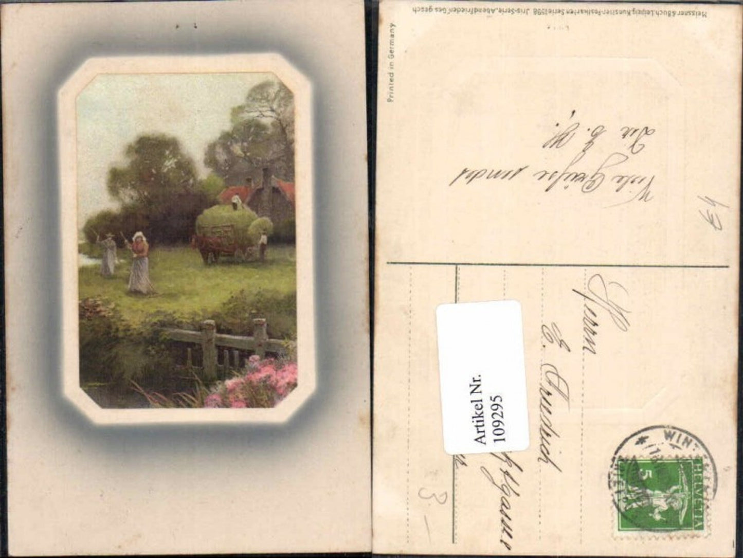 109295,Meissner & Buch 1598 Präge AK Heuernte Heu Bauern Ernte Iris Serie