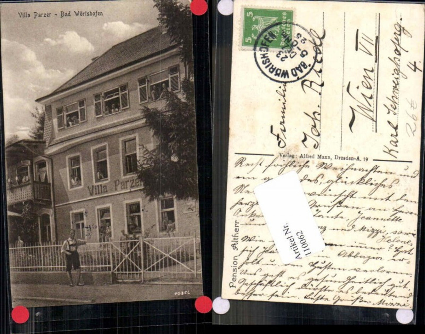 110062,Villa Parzer in Bad Wörishofen Hausansicht 1925 RAR
