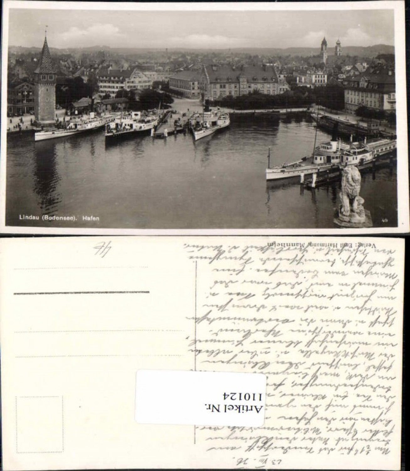 110124,Lindau am Bodensee Hafen Schiffe Dampfer 1936