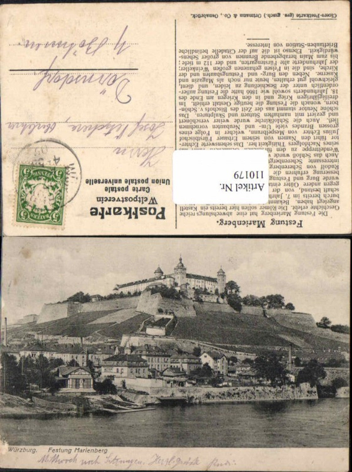 110179,Würzburg Festung Marienberg Partie am Ufer 1907