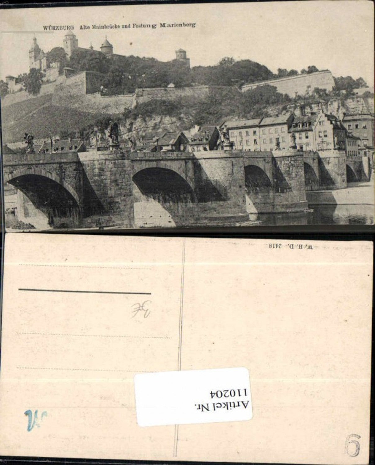 110204,Würzburg Alte Mainbrücke festung Marienberg 1905