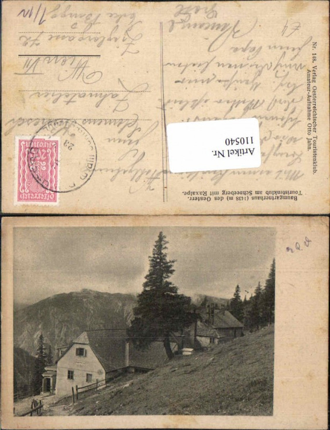 110540,Baumgartnerhaus Raxalpe Rax Reichenau 1923 Puchberg Schneeberg
