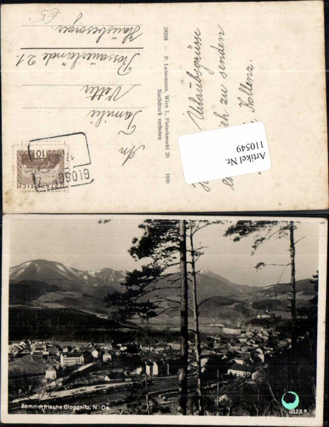 110549,Sommerfrische Gloggnitz m. Bahnhof 1930