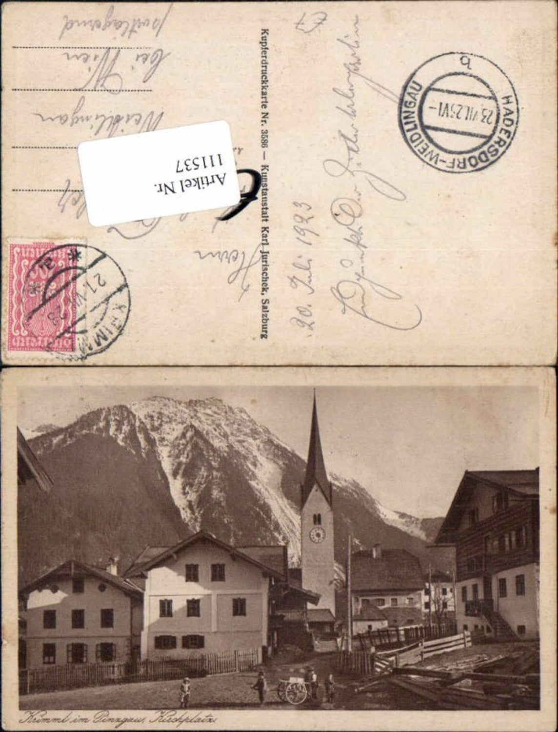 111537,Krimml im Pinzgau Kirchplatz Leute 1923