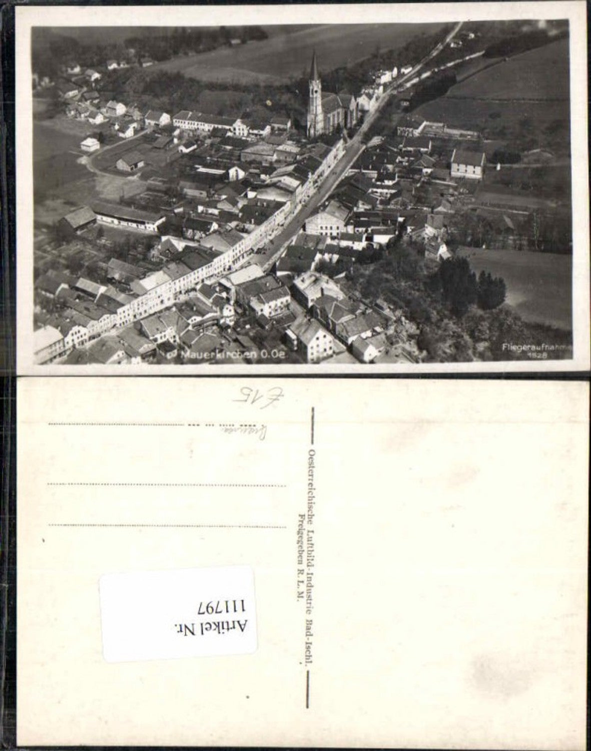111797,Seltene Fliegeraufnahme Nr 1528 Mauerkirchen bei Braunau am Inn