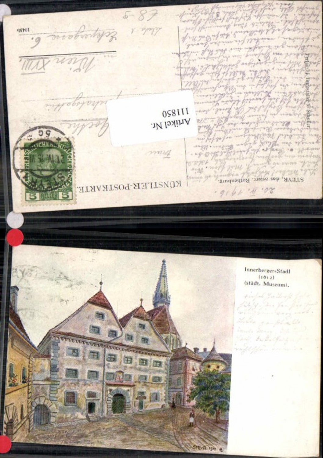 111850,Steyr Stadt Innerberger Stadl Museum sign. A. Lebeda