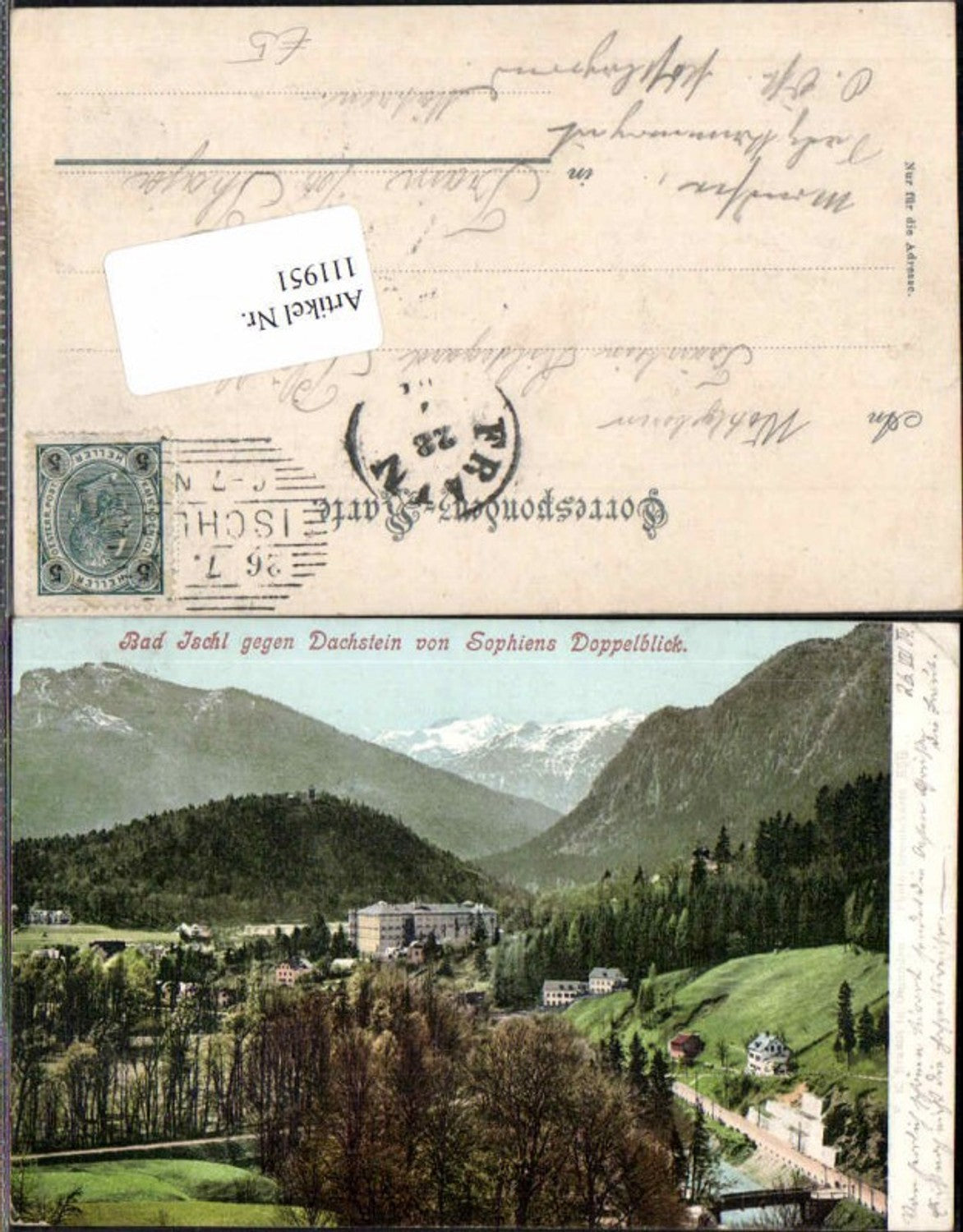111951,Bad Ischl gegen Dachstein Sophiens Doppelblick 1904 pub Brandt 558
