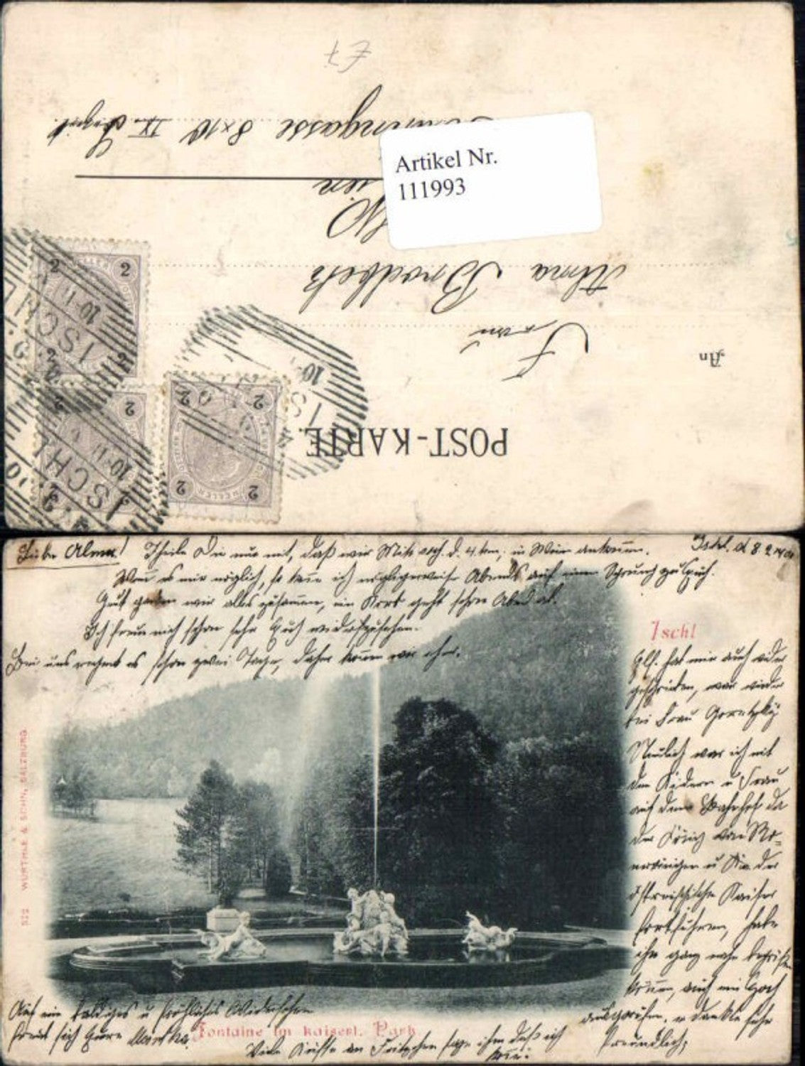 111993,Ischl Fontaine im Kaiserlichen Park um 1900