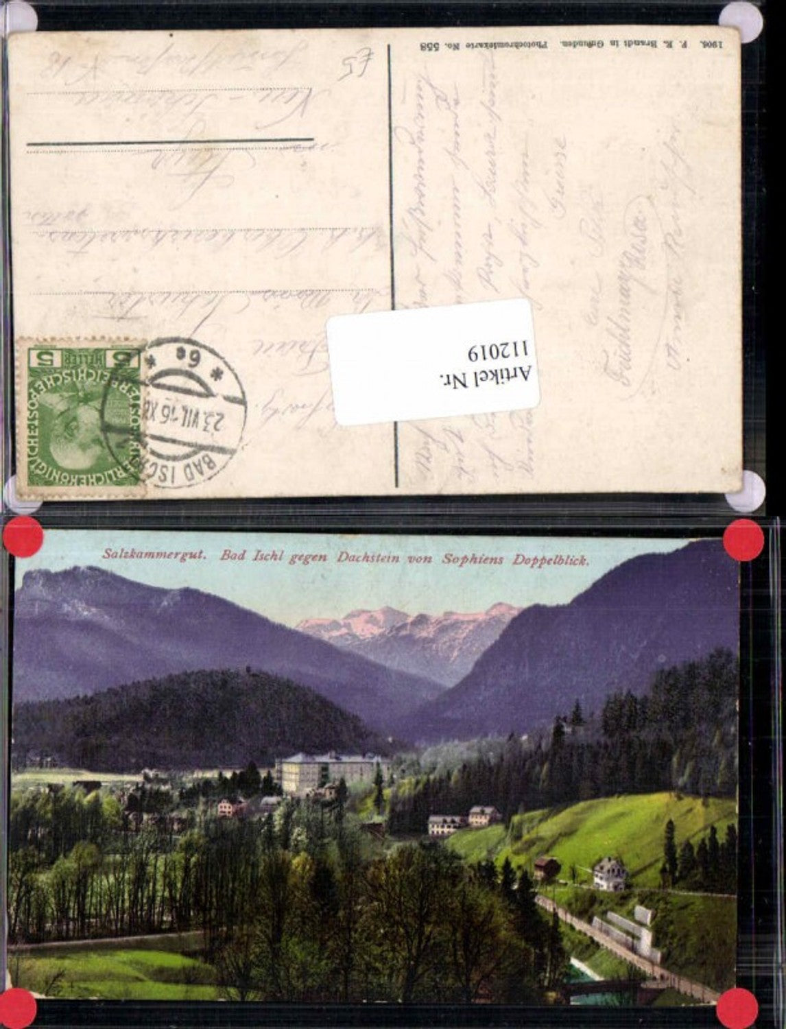 112019,Salzkammergut Bad Ischl geg. Dachstein v. Sophiens Doppelblick pub Brandt 558