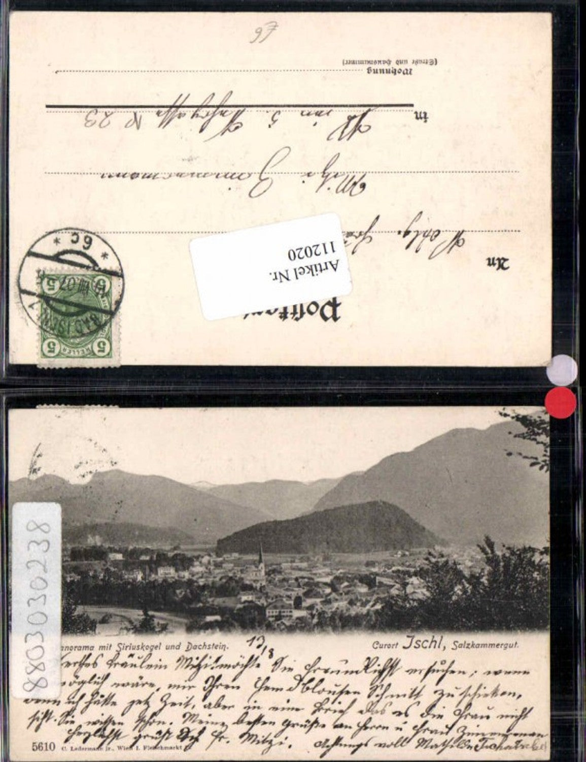 112020,Ischl Salzkammergut Panorama mit Siriuskogel 1907