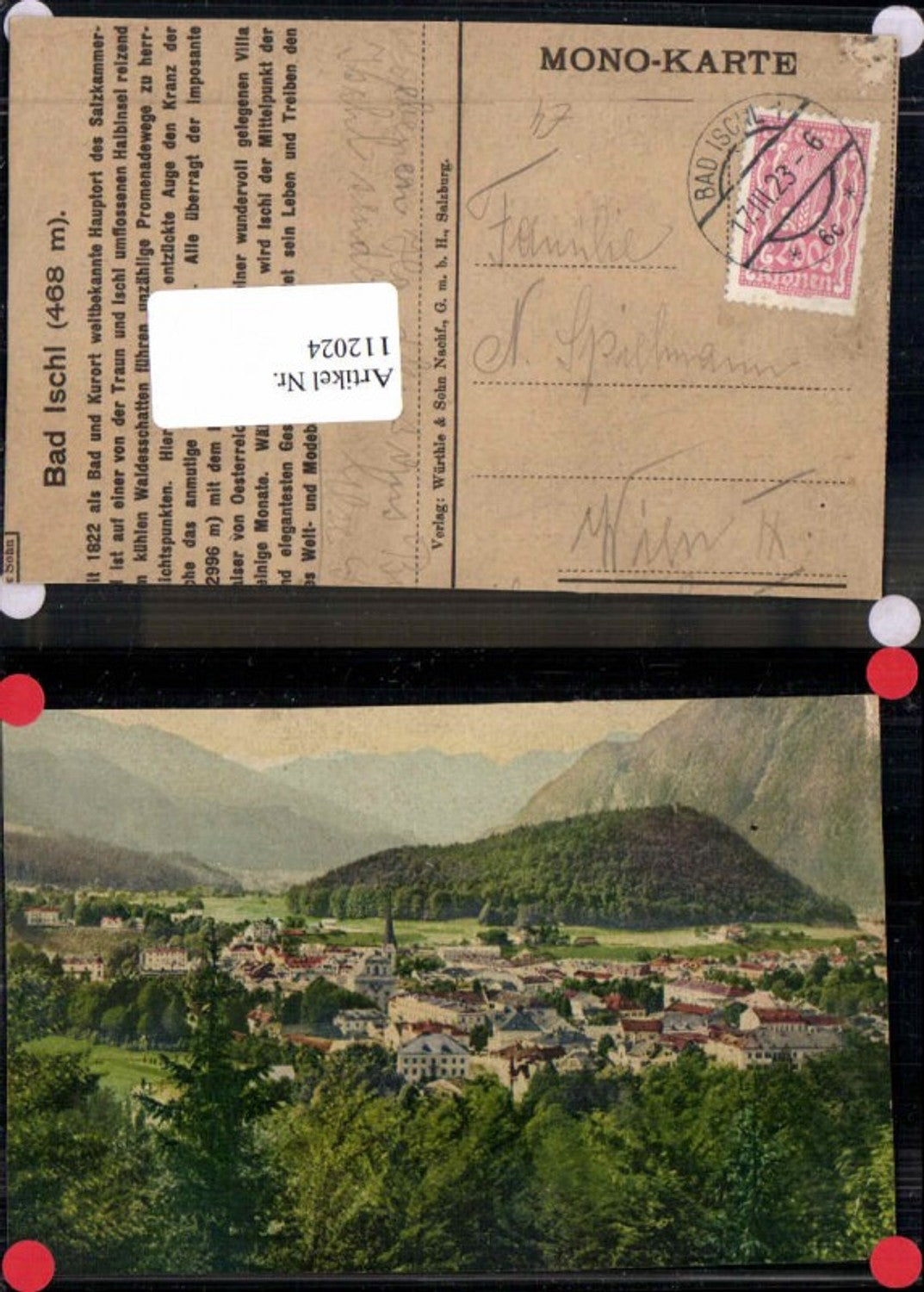 112024,Tolle COLOR Karte Ischl 1923