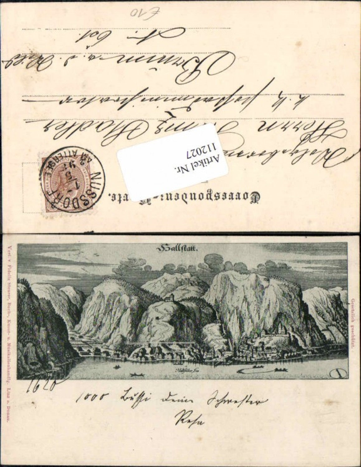 112027,Seltene AK Hallstatt nach Stich anno 1620 Hallstättersee Hallstätter see