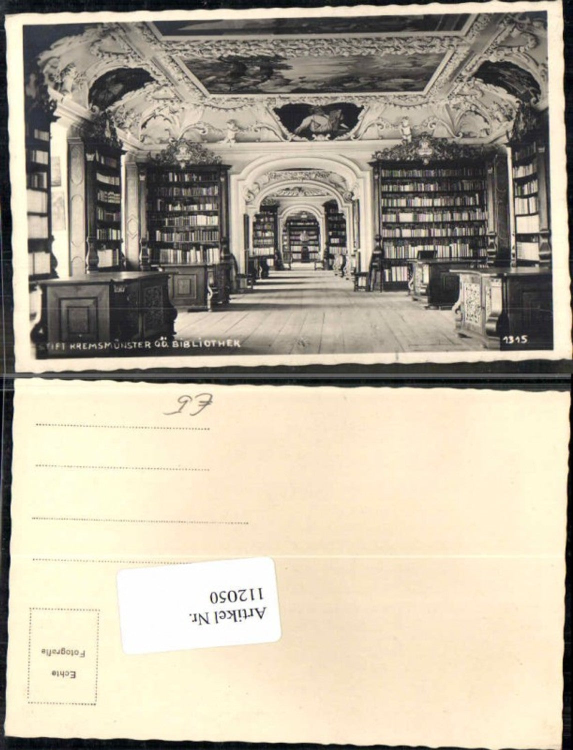 112050,Stift Kremsmünster Bibliothek um 1930