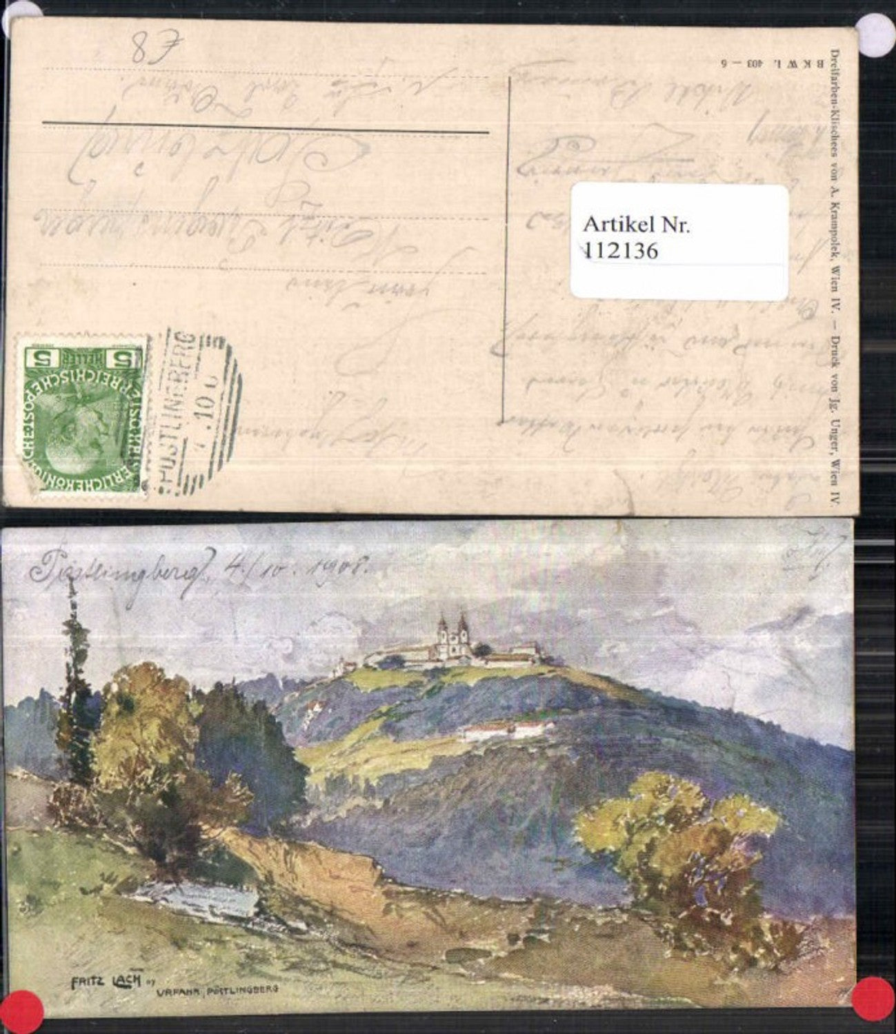 112136,Linz a.d. Donau Fritz Lach Künstlerkarte signiert Urfahr Pöstlingberg