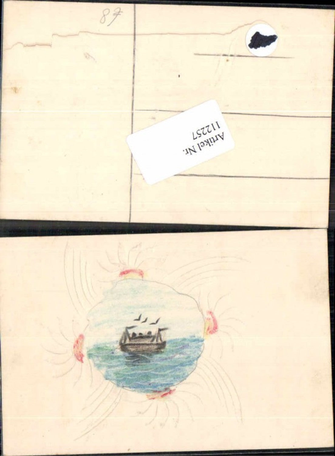 112257,Handgemalt Boot im Meer Prägedruck Präge ak