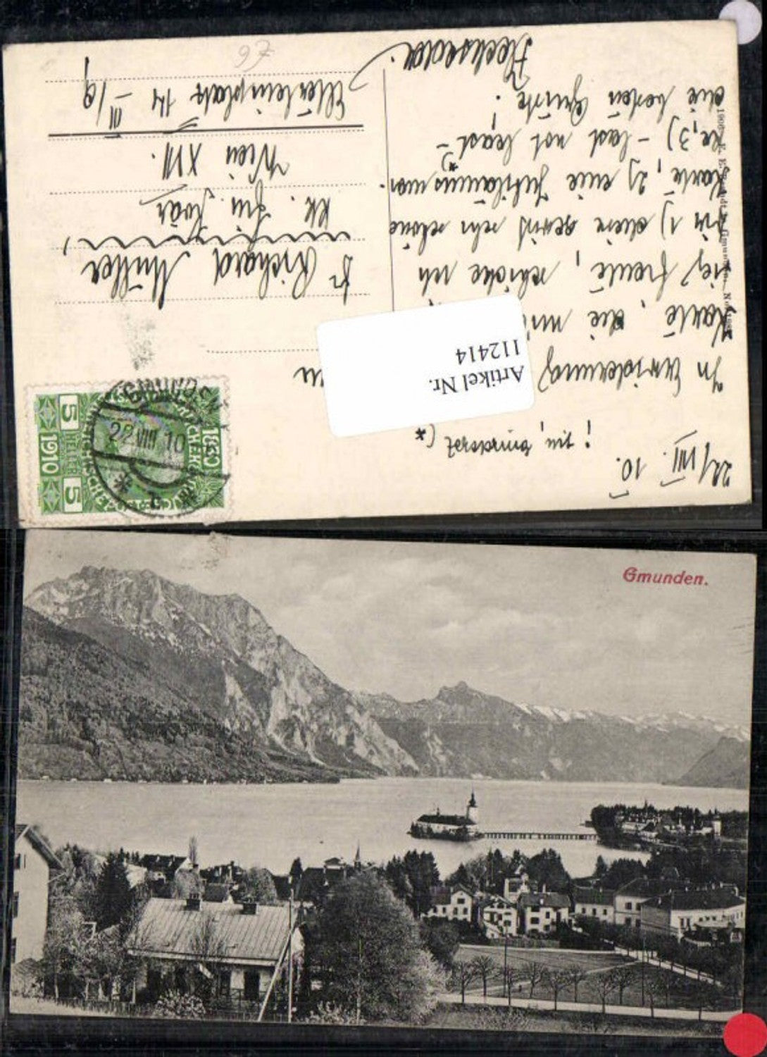 112414,Gmunden Totale m. Schloss Orth Ort Häuserdetails seltene Ansicht Brandt Nr 1984