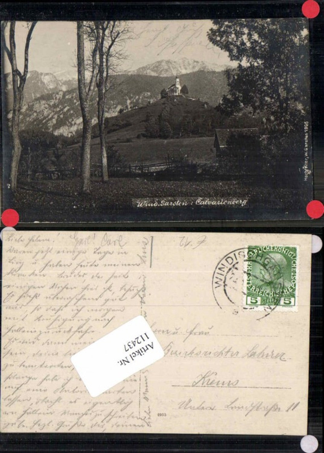 112437,Seltene FotoAK Windischgarsten Calvarienberg 1906 pub Hochreiter