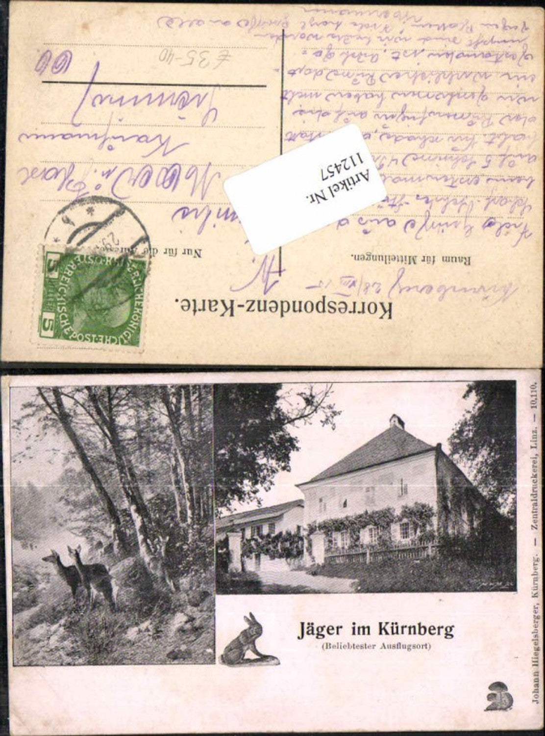 112457,Gasthaus Jäger in Kürnberg bei Linz Leonding Wilhering 1910