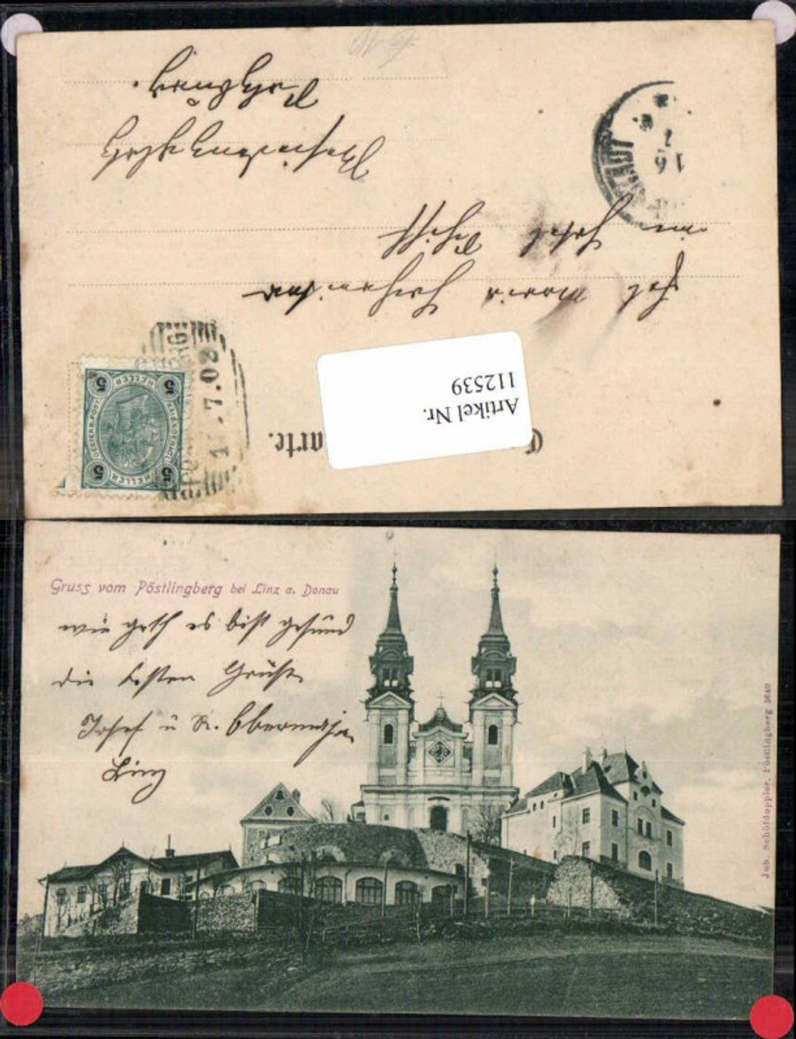 112539,Linz a.d. Donau Gruss aus Pöstlingberg Kirche Cafe restaurant Hotel 1900