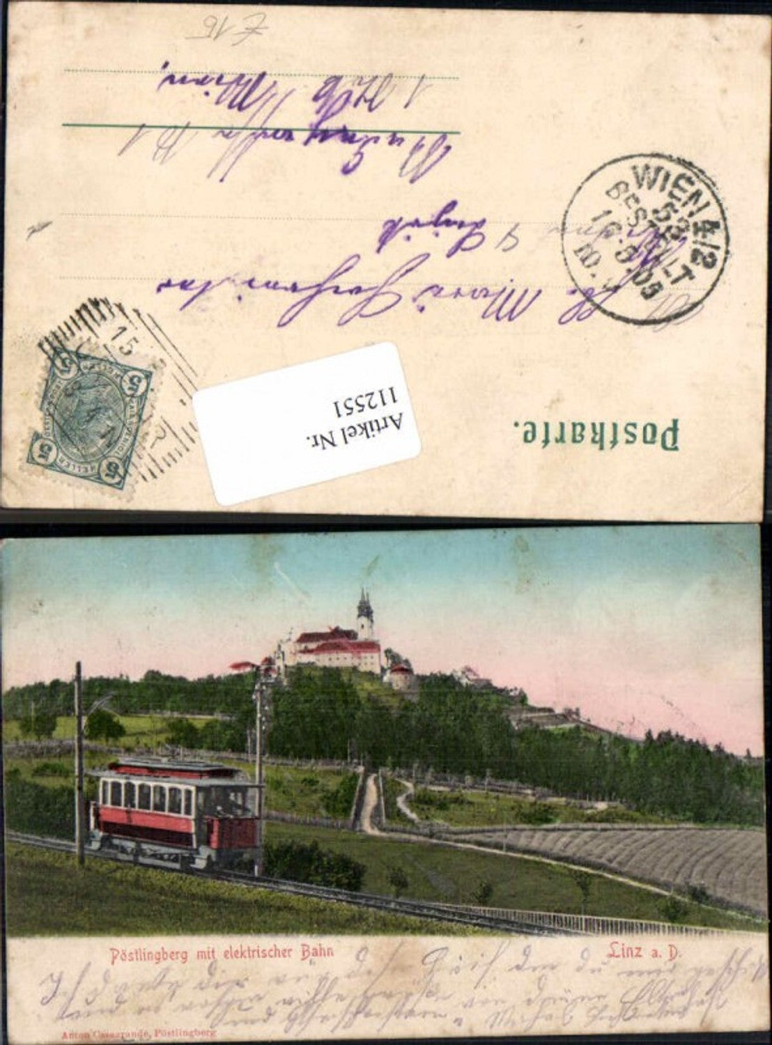 112551,Linz a.d. Donau Pöstlingberg m. Electrischer Bahn Pöstlingbergbahn Bergbahn DETAILANSICHT