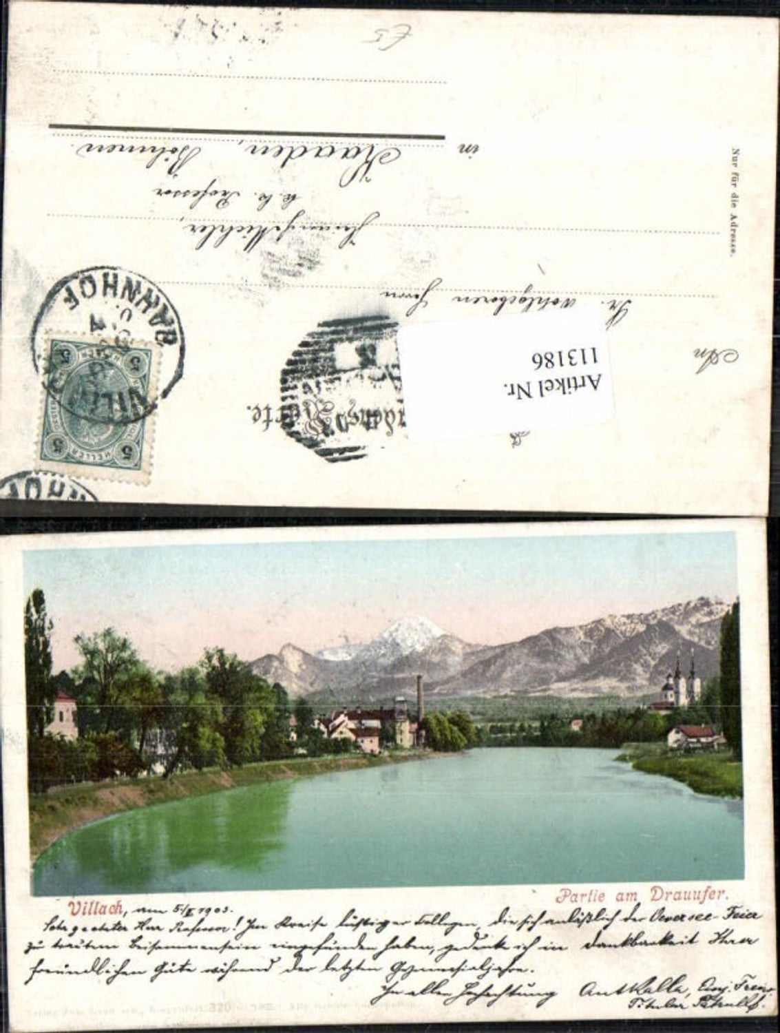 113186,Villach Partie am Drauufer a. Drau 1900 pub Leon 320