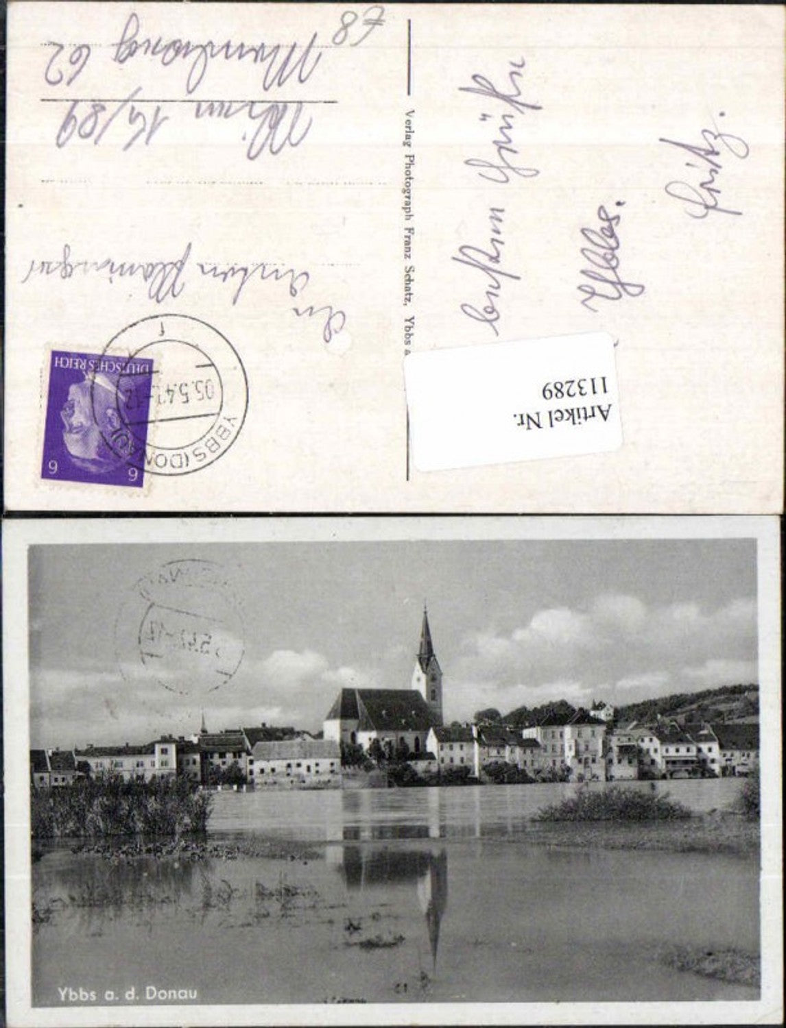 113289, Ybbs an der Donau, town view 1943, rare lot