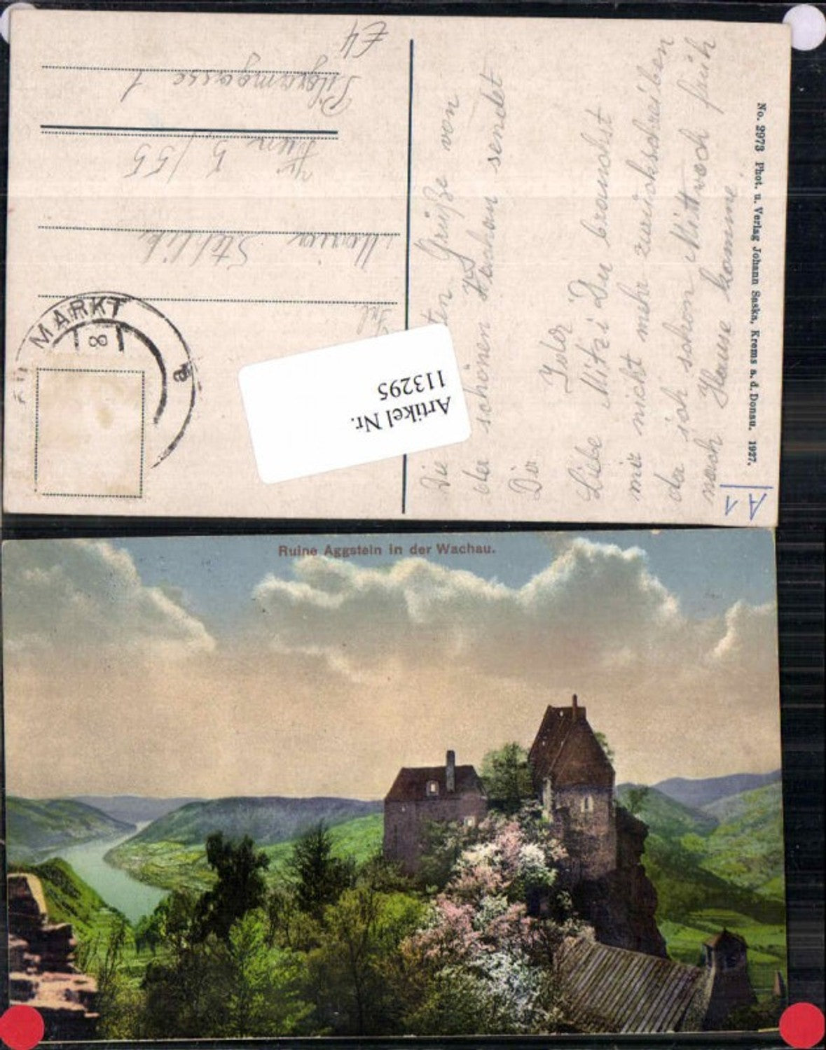 113295, Aggstein Castle ruins in the Wachau region, great color 1927