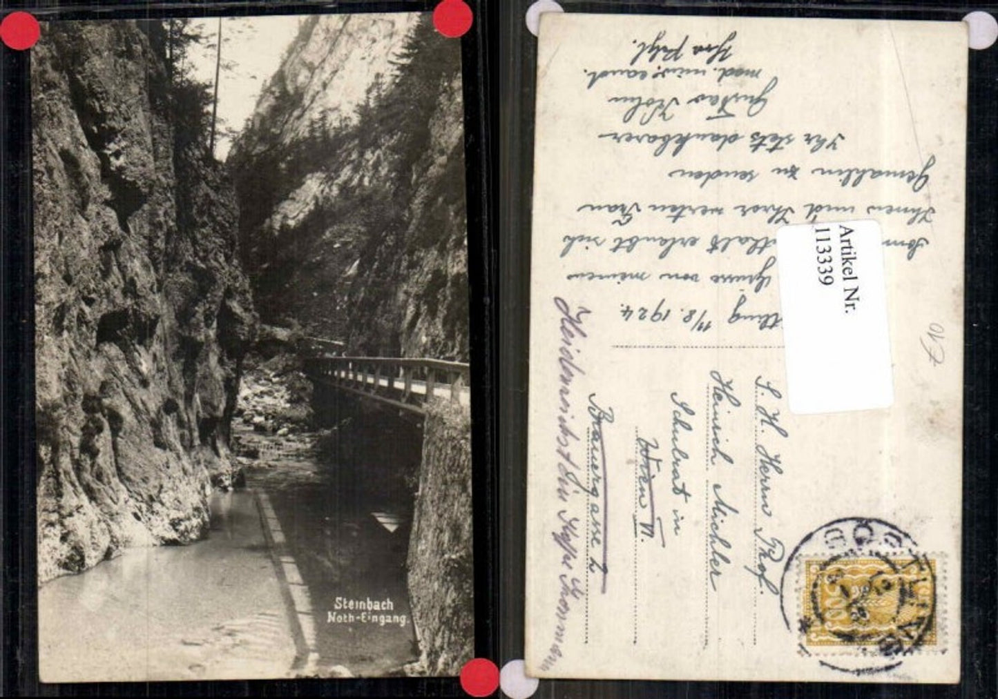 113339,seltene Fotokarte Steinbach In der Noth bei Göstling a.d. Ybb 1924