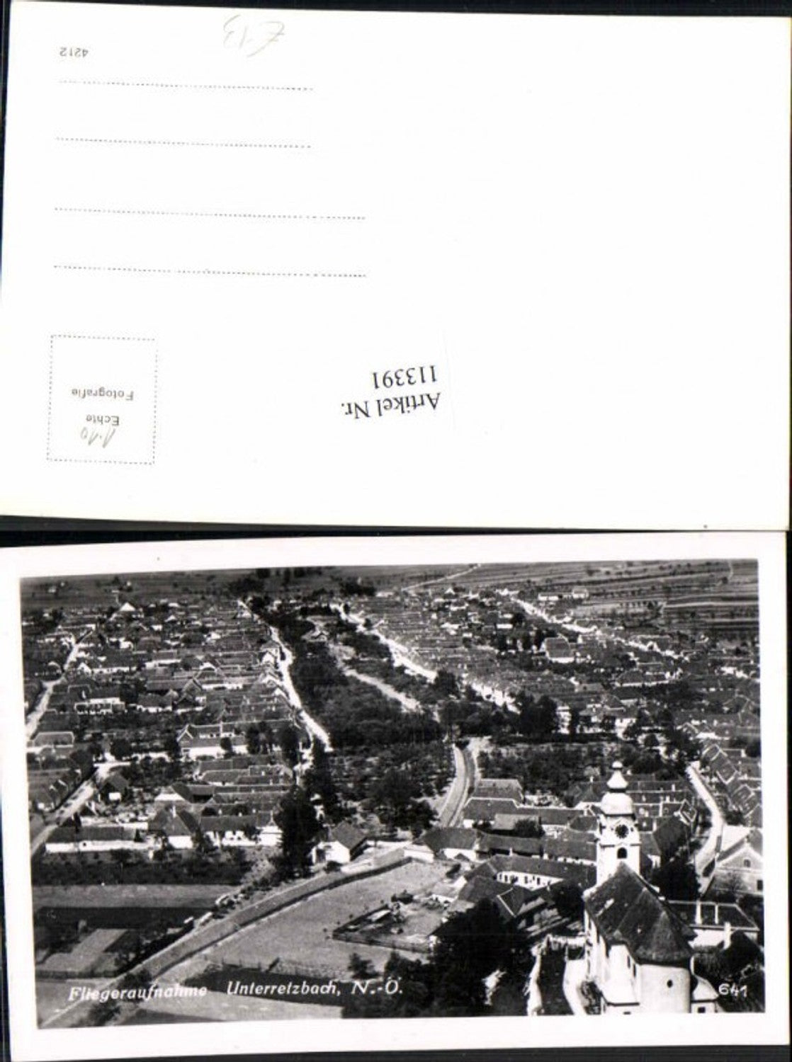 113391,Fliegeraufnahme Retzbach Unterretzbach Hollabrunn