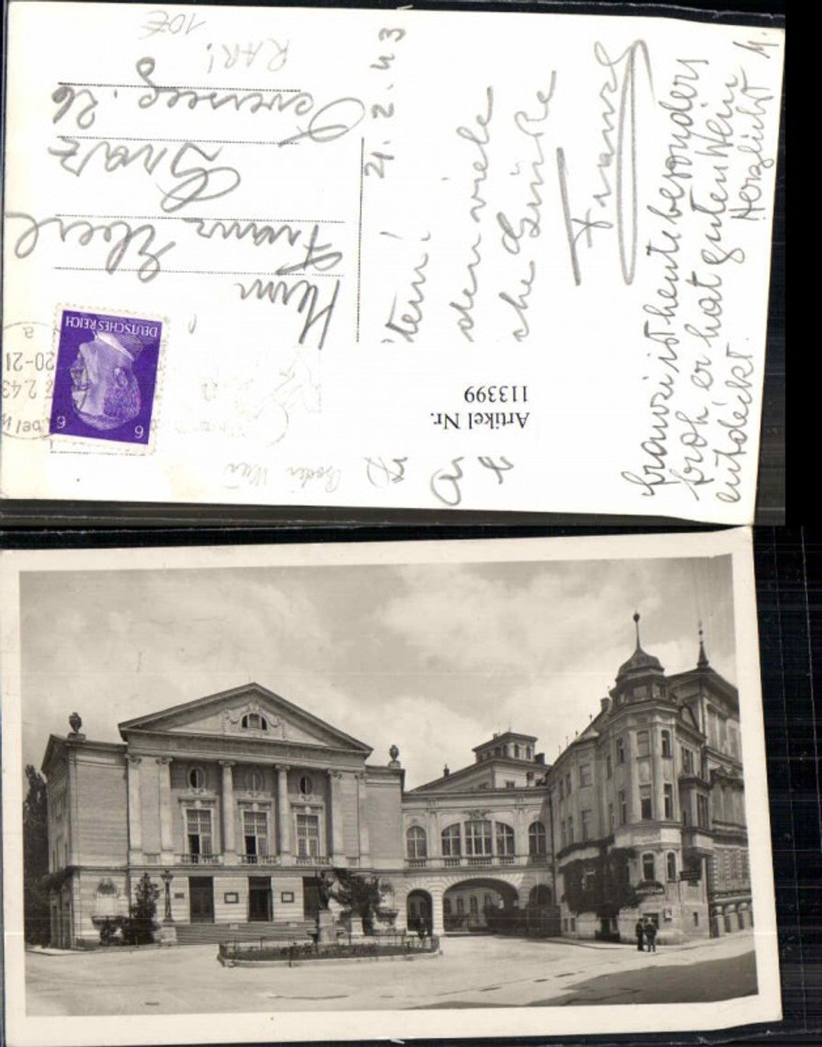 113399,Baden bei Wien Theater 1940 m. Gasthaus seltene Fotokarte