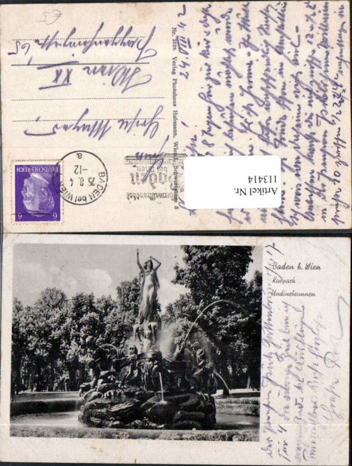 113414,Baden bei Wien Kurpark Udine Brunnen