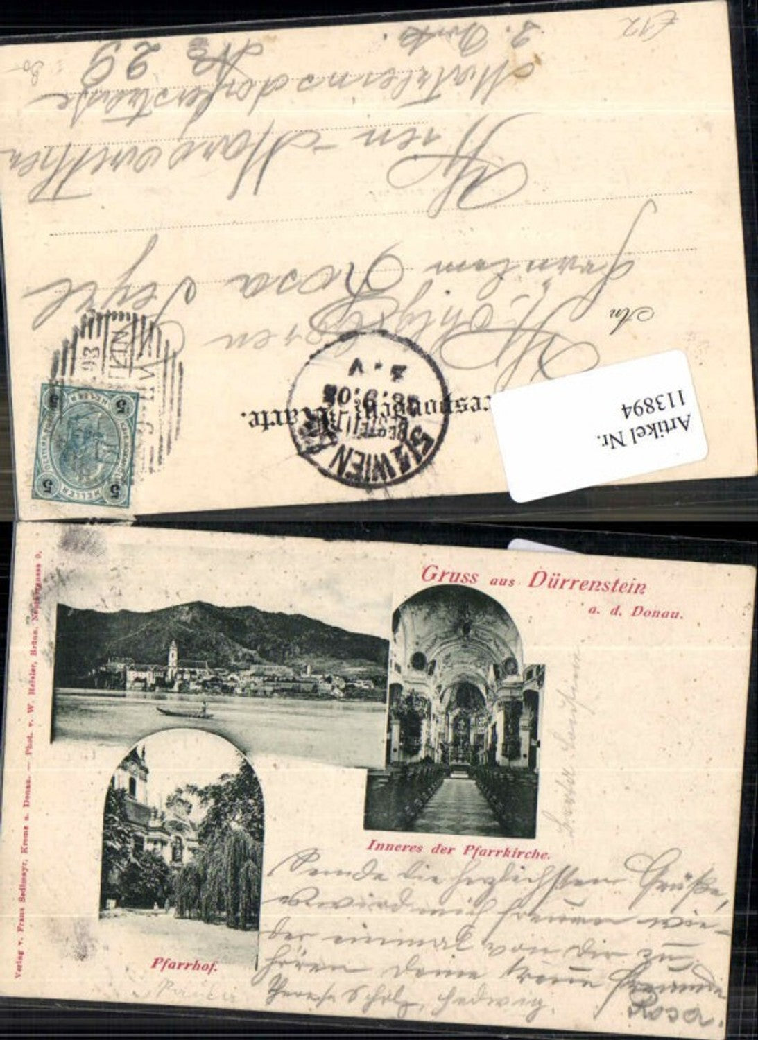 113894,Gruss aus Dürrenstein Dürnstein i.d. Wachau Pfarrhof Kirche 1898